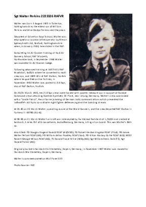 A preview of a PDF biography for Perkins, Walter